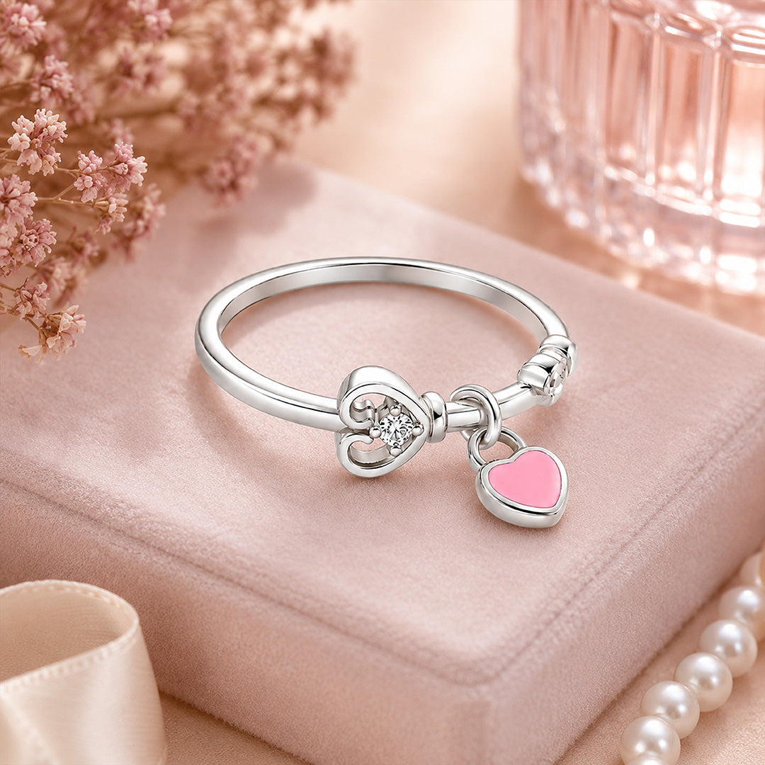 Pink Charm 925 Sterling Silver Heart Rings for Women