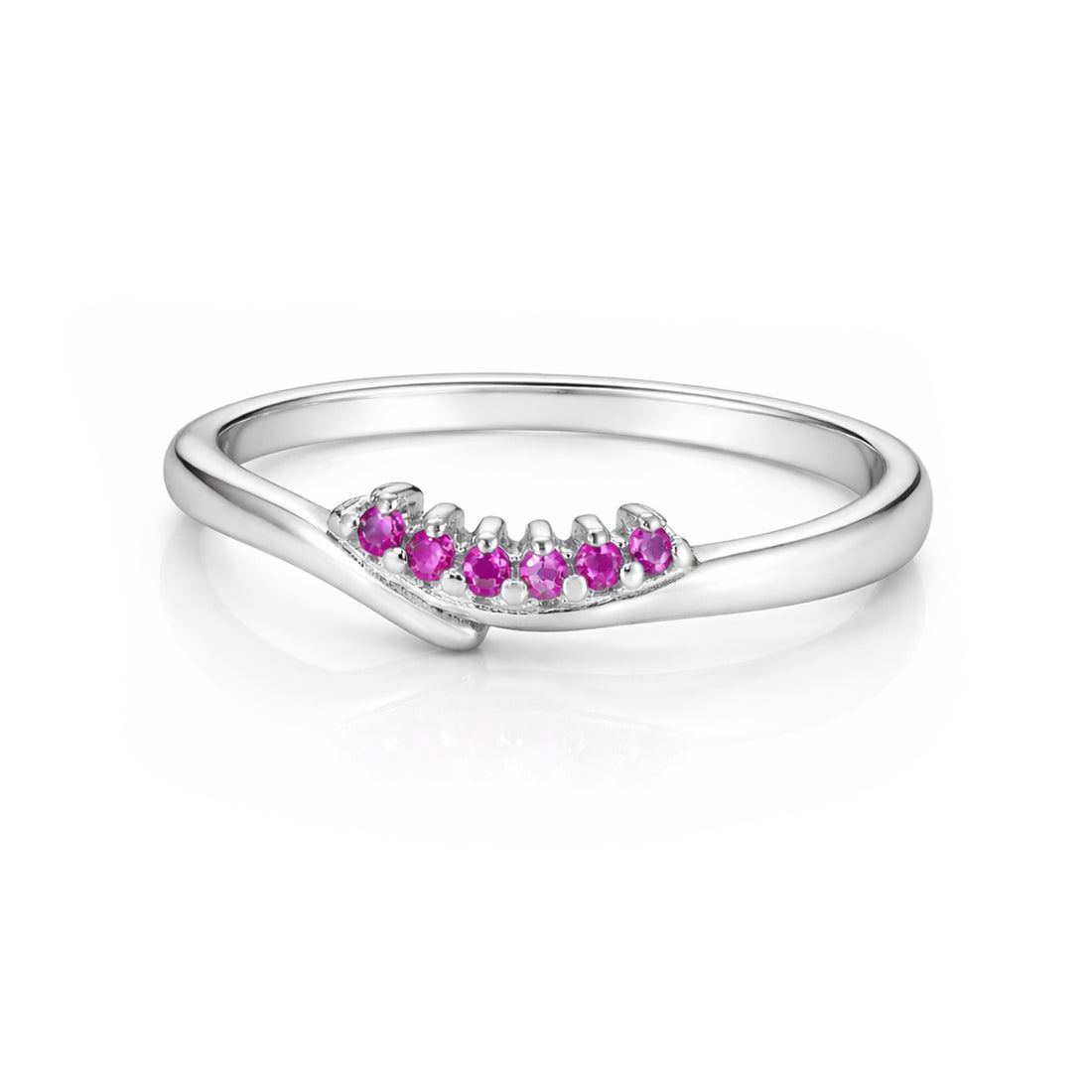 Pink Curved Stackable Band 925 Sterling Silver Ring for Women