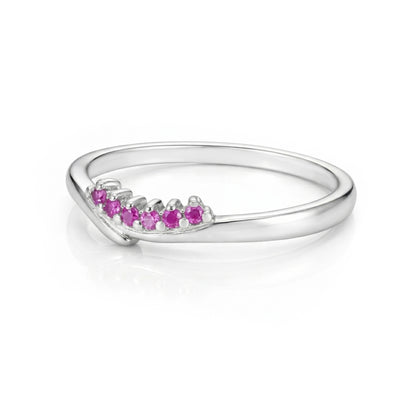 Pink Curved Stackable Band 925 Sterling Silver Ring for Women