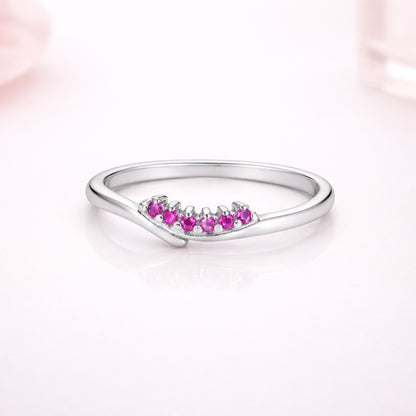 Pink Curved Stackable Band 925 Sterling Silver Ring for Women