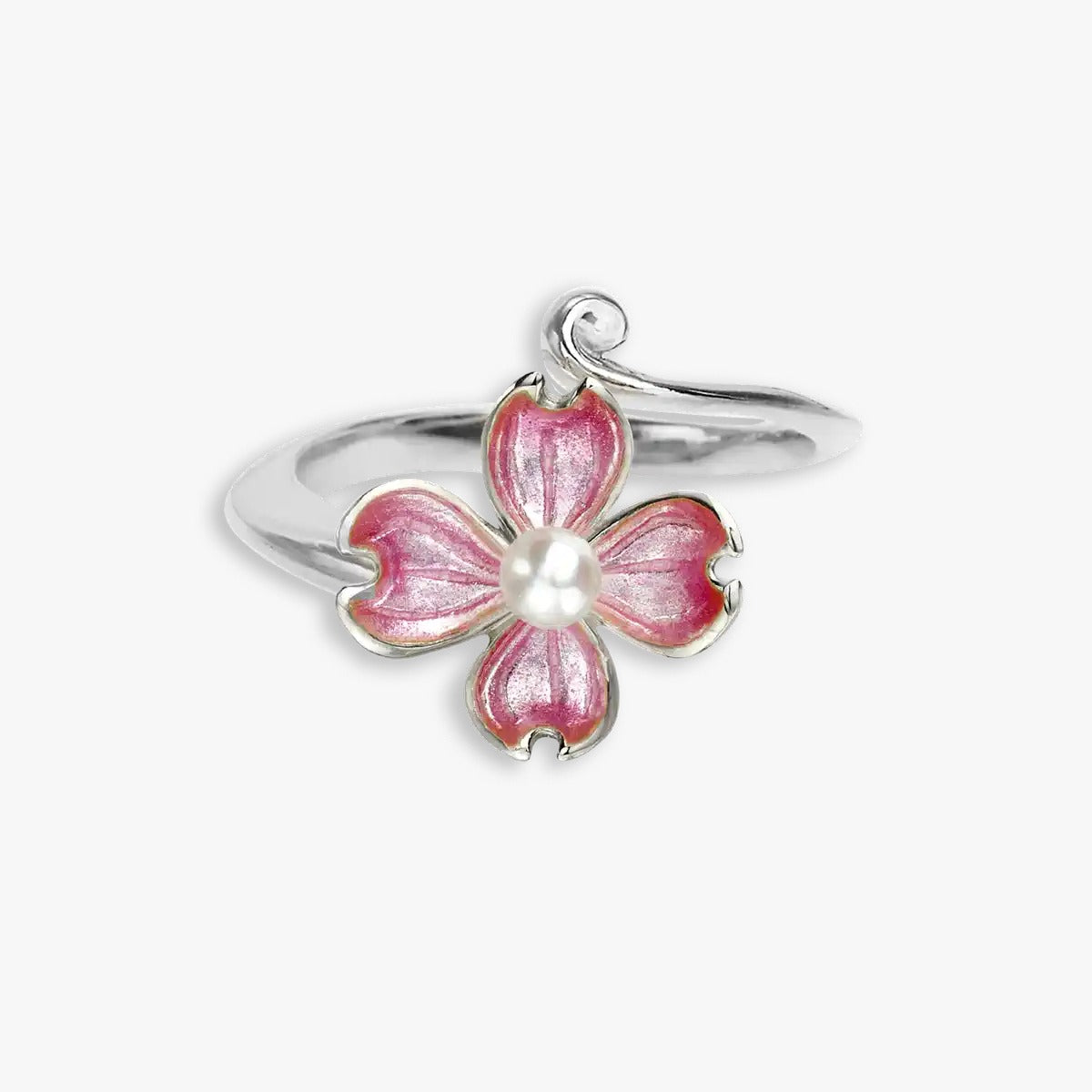 Pink Dogwood Flower Sterling Silver Rings