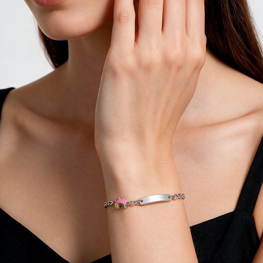 Pink Enamel Car Mariner Link Bracelet