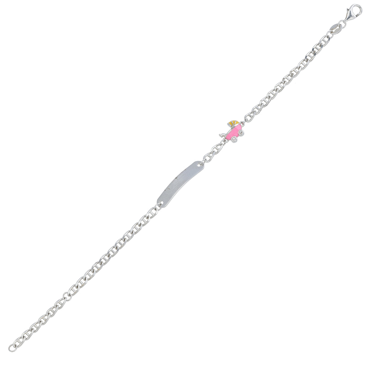 Pink Enamel Car Mariner Link Bracelet