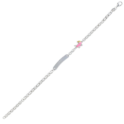 Pink Enamel Car Mariner Link Bracelet