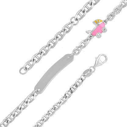 Pink Enamel Car Mariner Link Bracelet