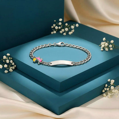 Pink Enamel Car Mariner Link Bracelet