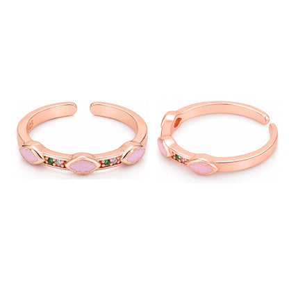 Pink Enamel Crystal Rose Gold Stackable Toe Ring