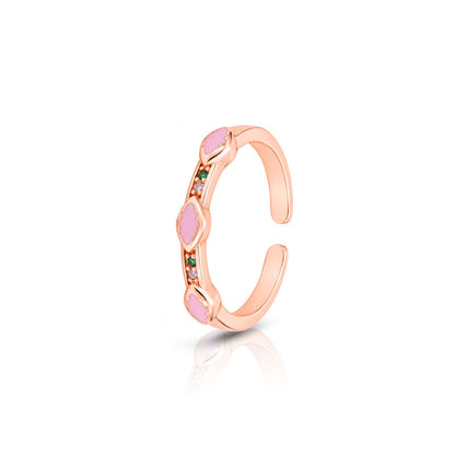 Pink Enamel Crystal Rose Gold Stackable Toe Ring