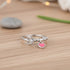 Pink Enamel Heart Charm Silver Ring
