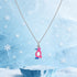Pink Enamel Penguin Silver Pendant Necklace