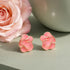 Pink Enamel Rose Gold Silver Stud Earrings