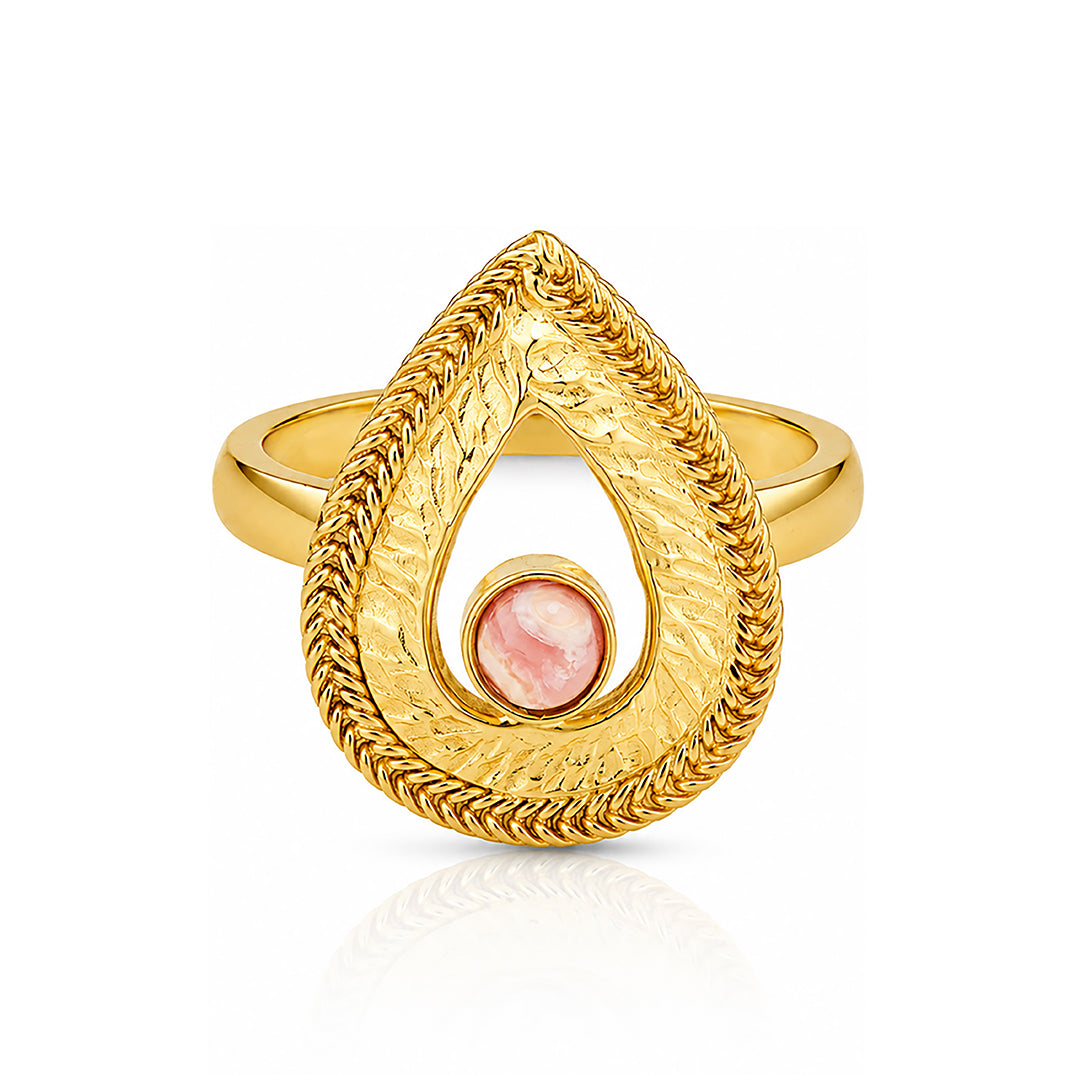 Pink Harmony 925 Sterling Silver Open Teardrop Ring