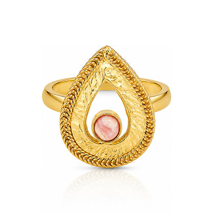Pink Harmony 925 Sterling Silver Open Teardrop Ring