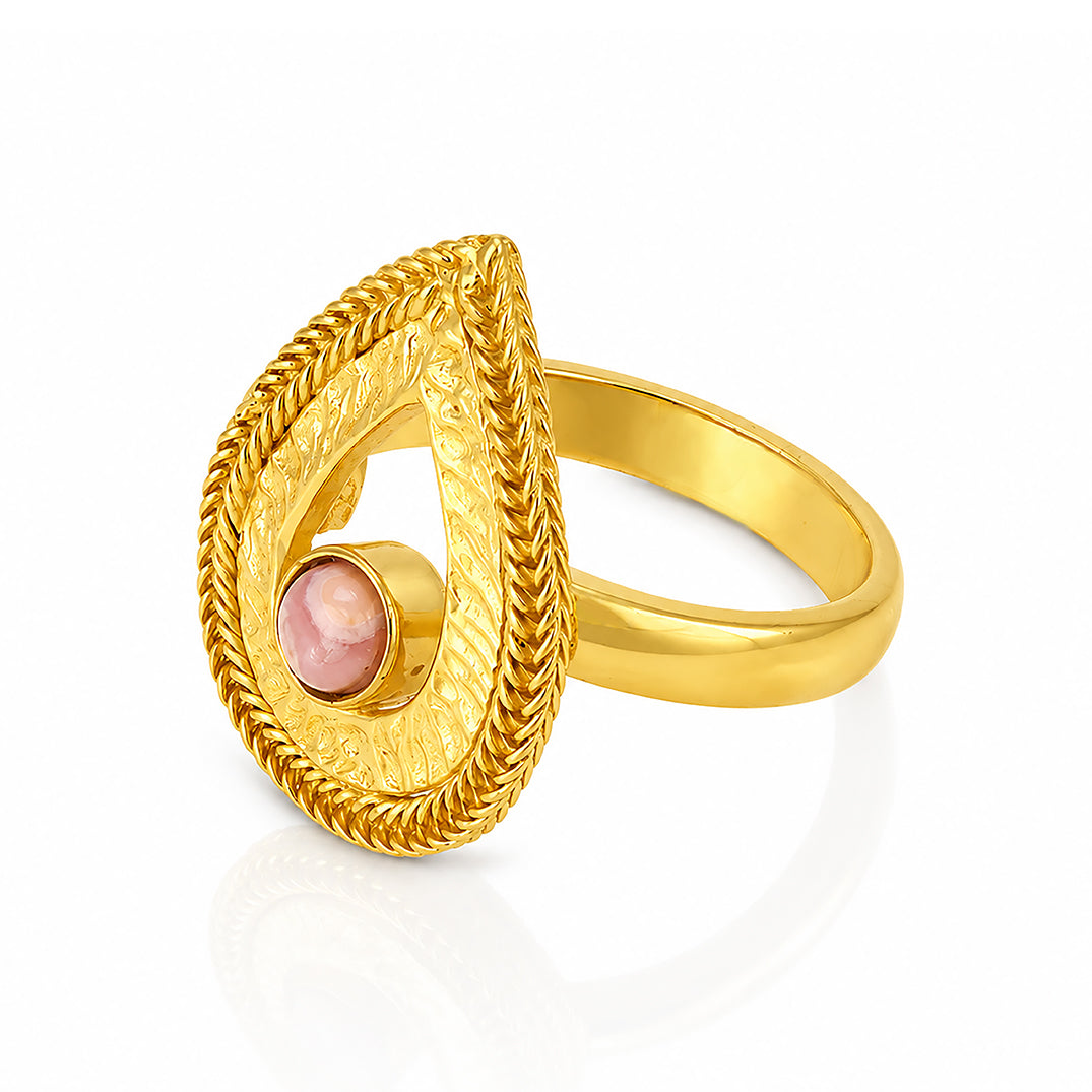 Pink Harmony 925 Sterling Silver Open Teardrop Ring
