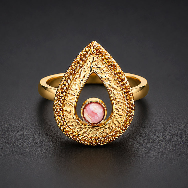 Pink Harmony 925 Sterling Silver Open Teardrop Ring