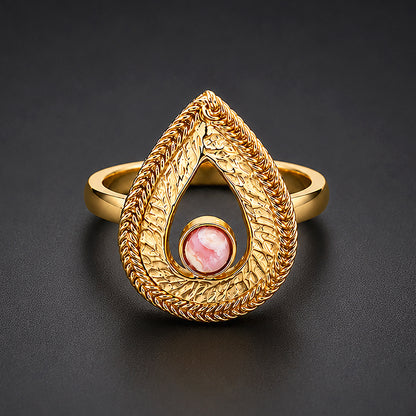 Pink Harmony 925 Sterling Silver Open Teardrop Ring
