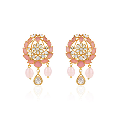 Pink Lotus Bloom 925 Sterling Silver Luxury Earrings