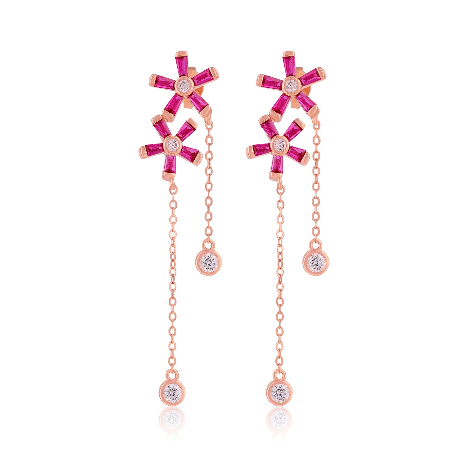 Pink Radiance 925 Sterling Silver Floral Earring for Women