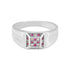 Pink and White Stone Rectangular 925 Silver Ring