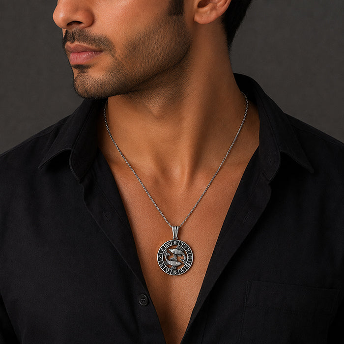 Pisces Zodiac Silver Rakhi Pendant