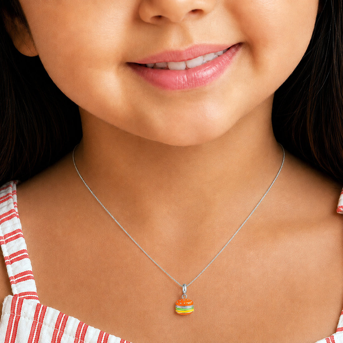 Playful Burger Delight 925 Sterling Silver Signature Pendant