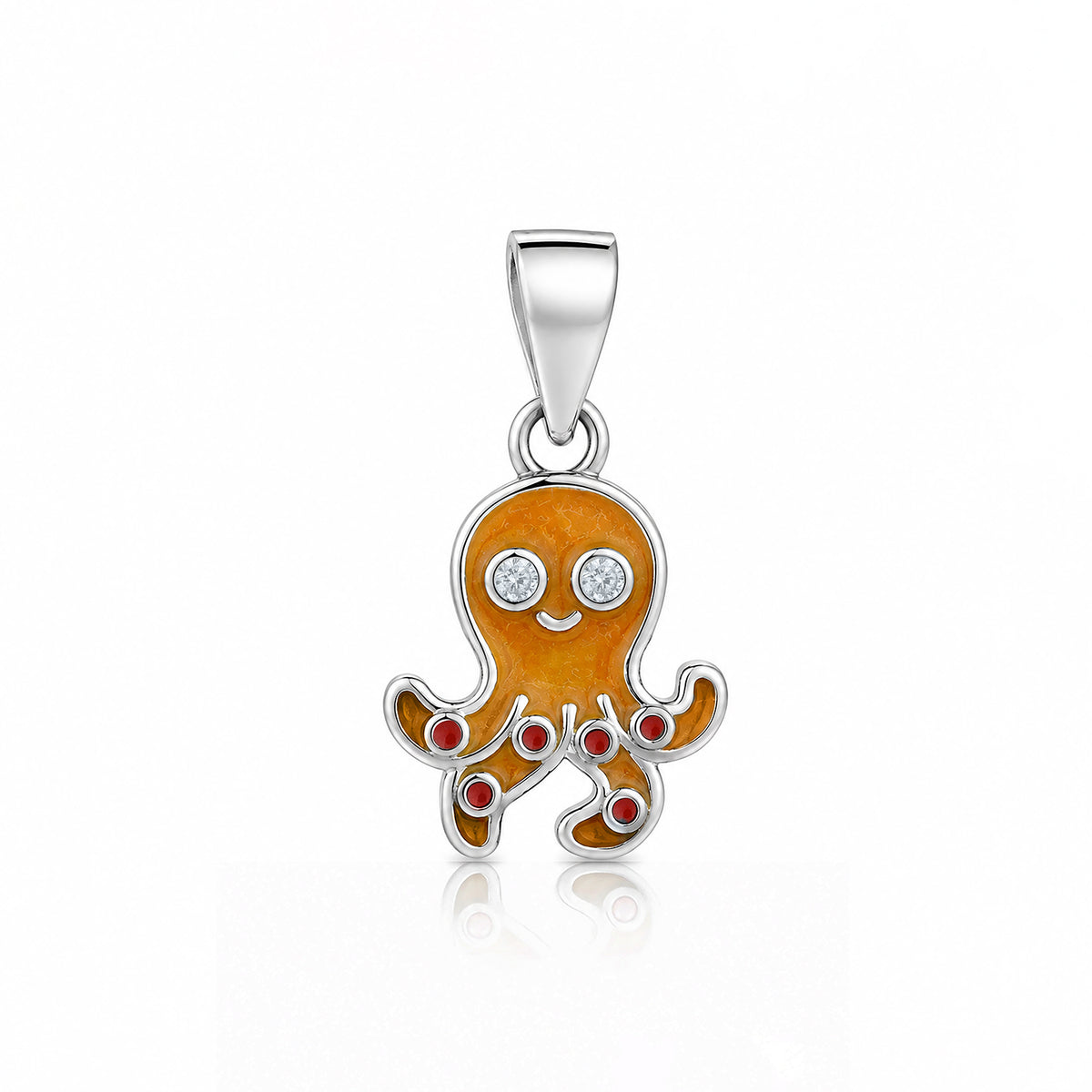 Playful Enamel Octopus Sterling Silver Pendant