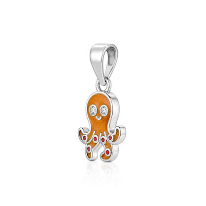 Playful Enamel Octopus Sterling Silver Pendant