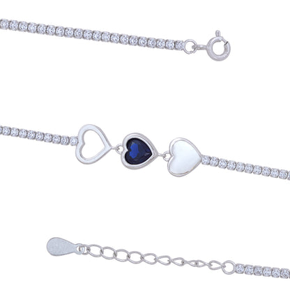 Pointed Blue Heart Triple Heart Tennis Bracelets