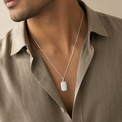 PolishedSterling Silver Rectangular Locket Pendant