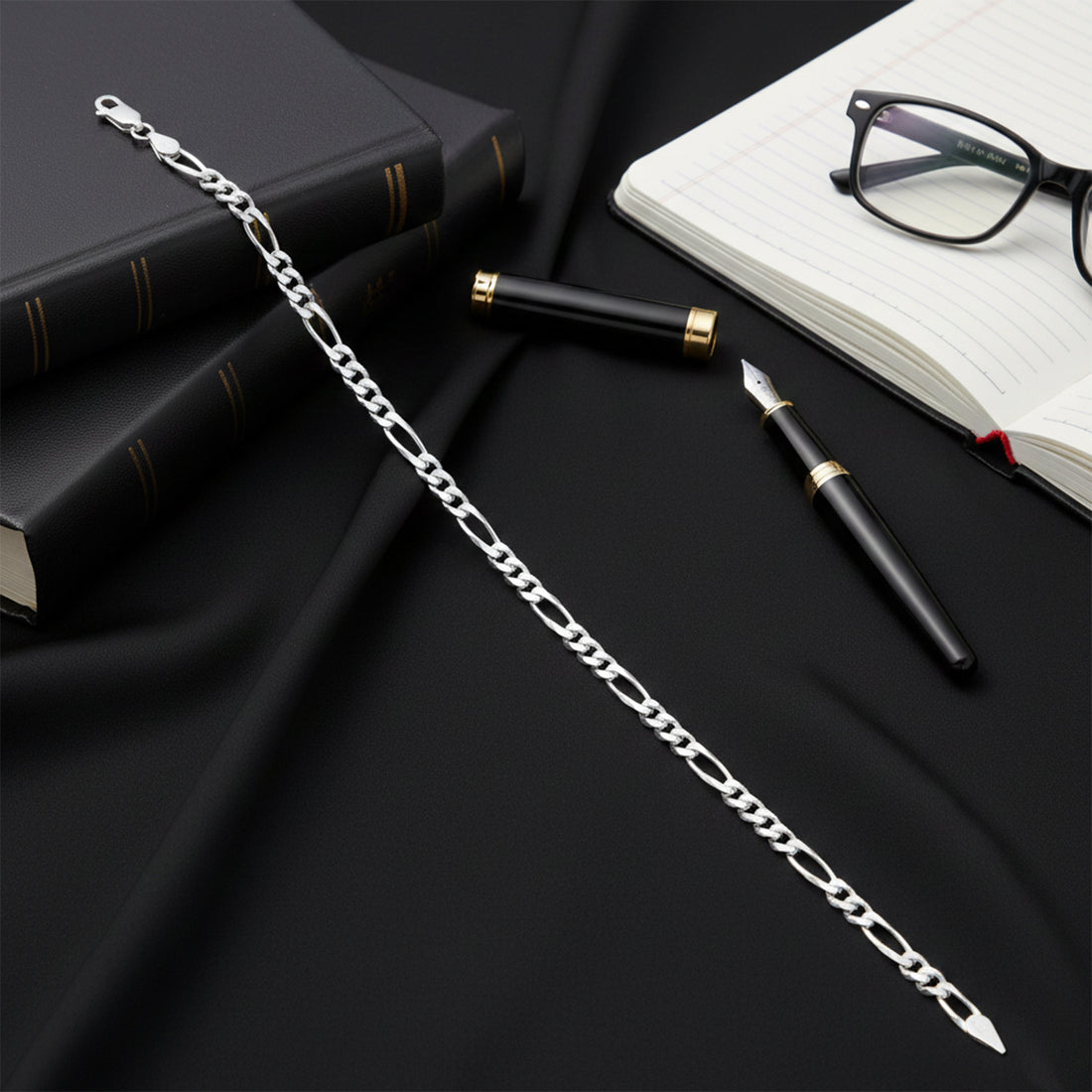 Polished Curb Silver Chain Bracelet