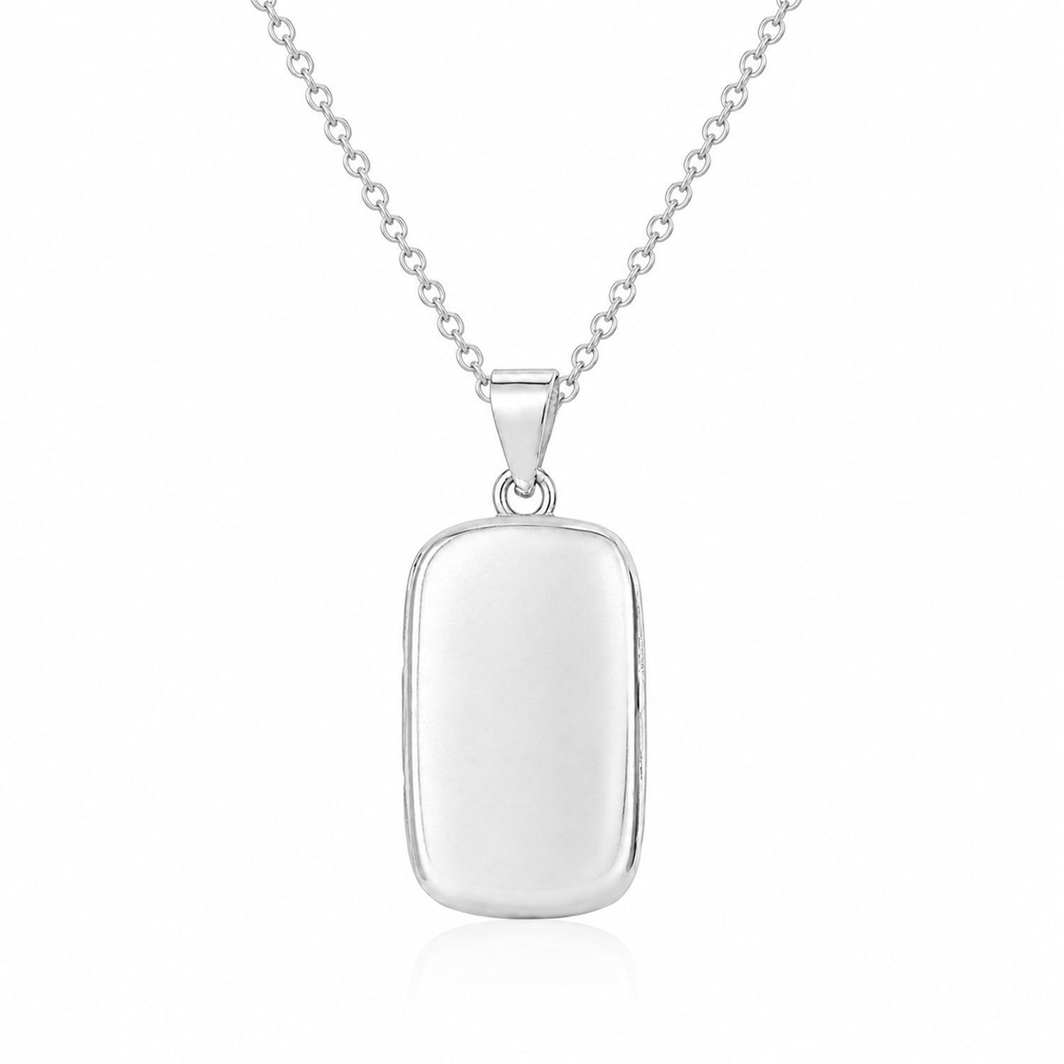 Polished SterlingSilver Rectangular Locket Pendant