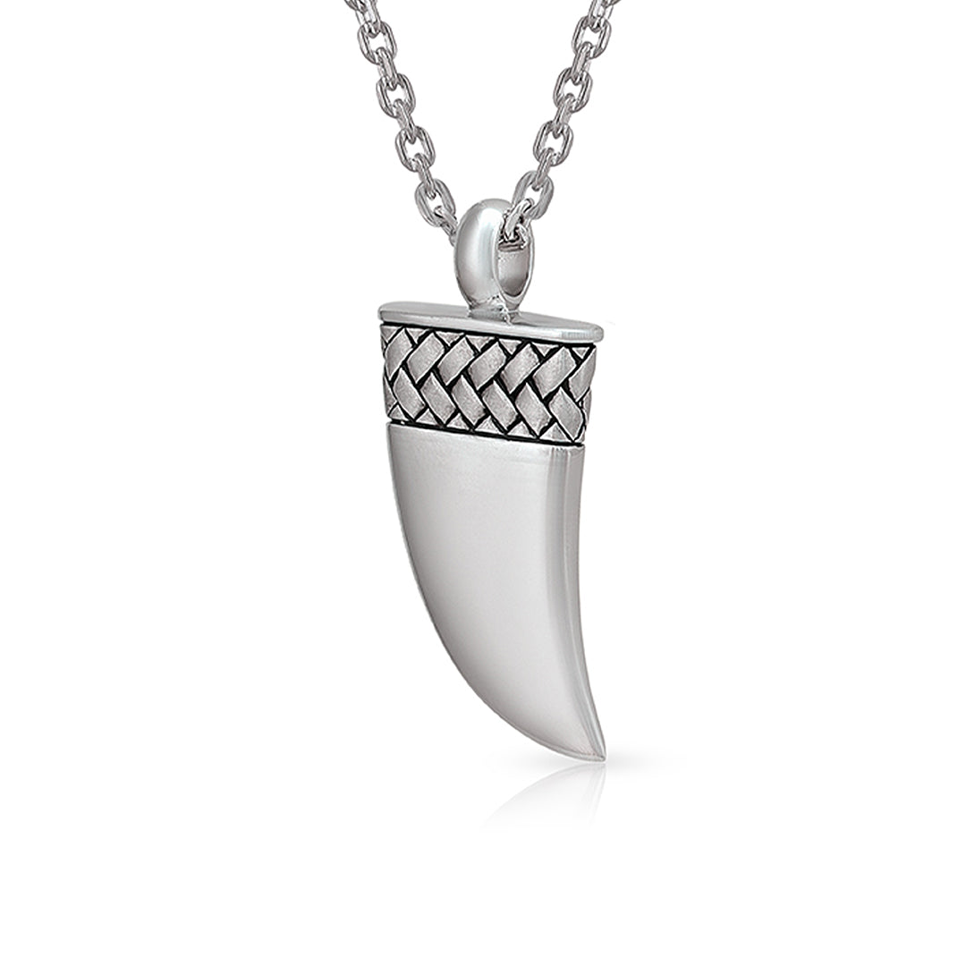 Powerful Curved Horn Amulet 925 Sterling Silver Pendant for Men