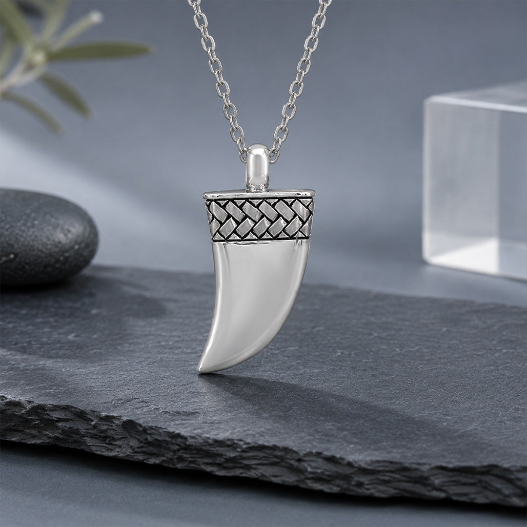 Powerful Curved Horn Amulet 925 Sterling Silver Pendant for Men
