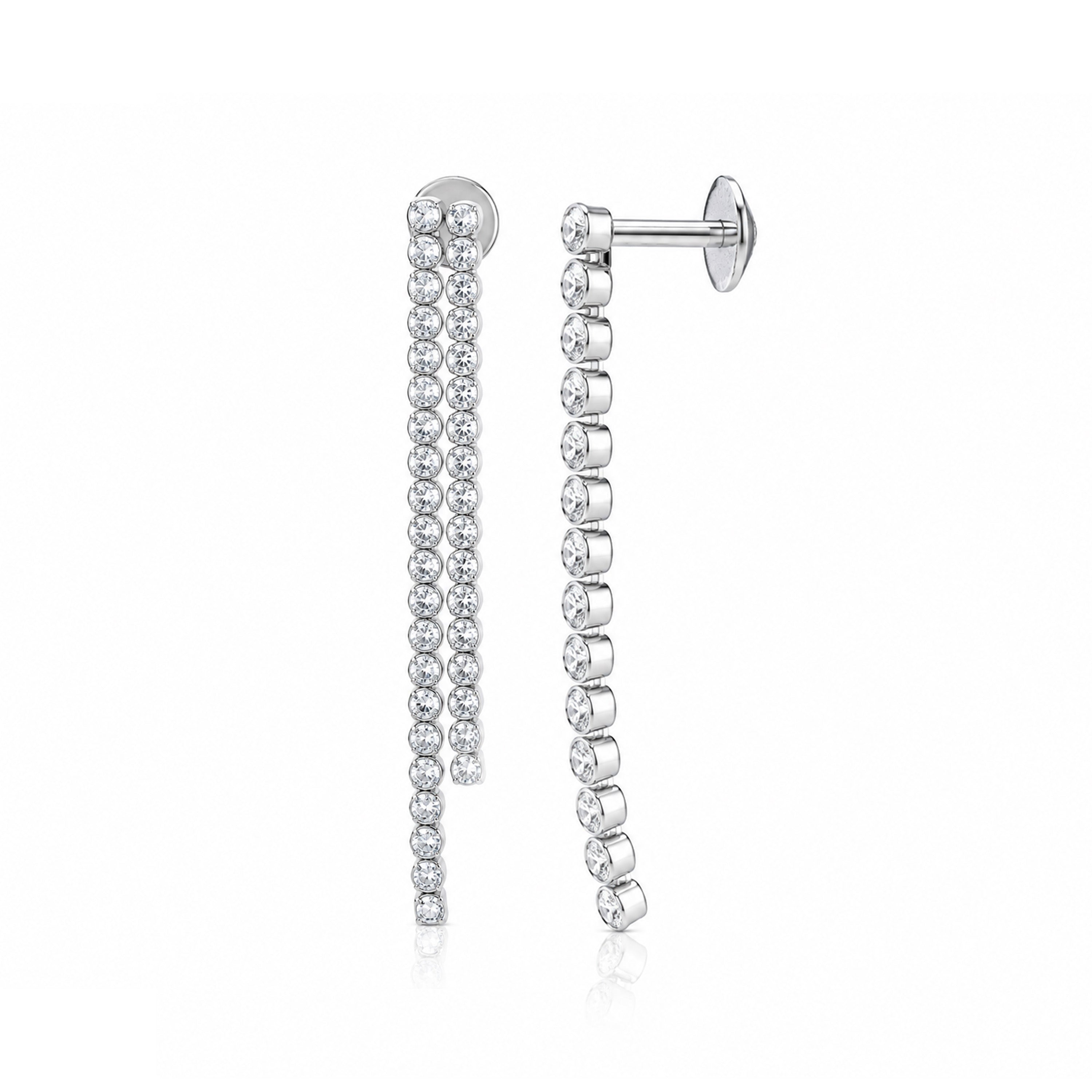 Premium Double Row Drop 925 Sterling Silver Earring for Women