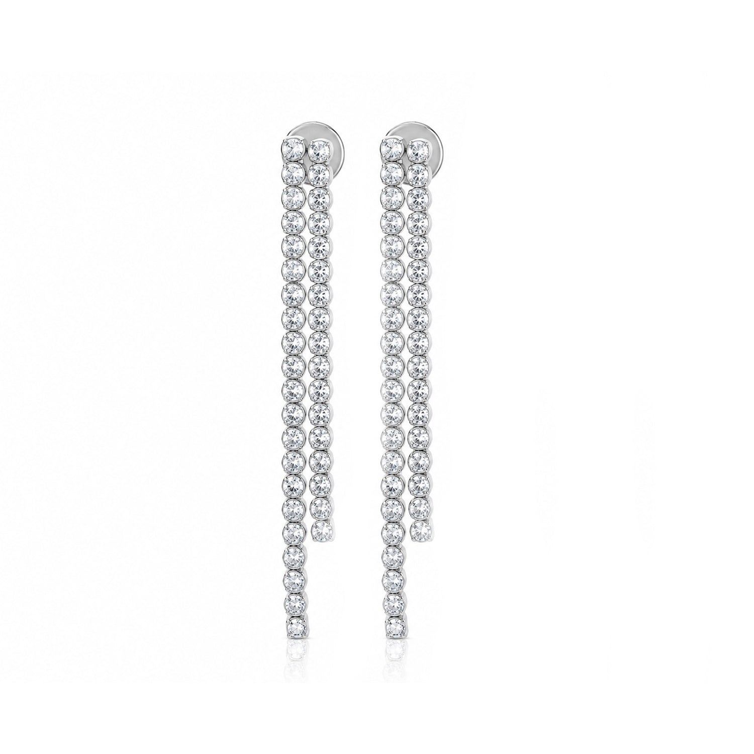 Premium Double Row Drop 925 Sterling Silver Earring for Women