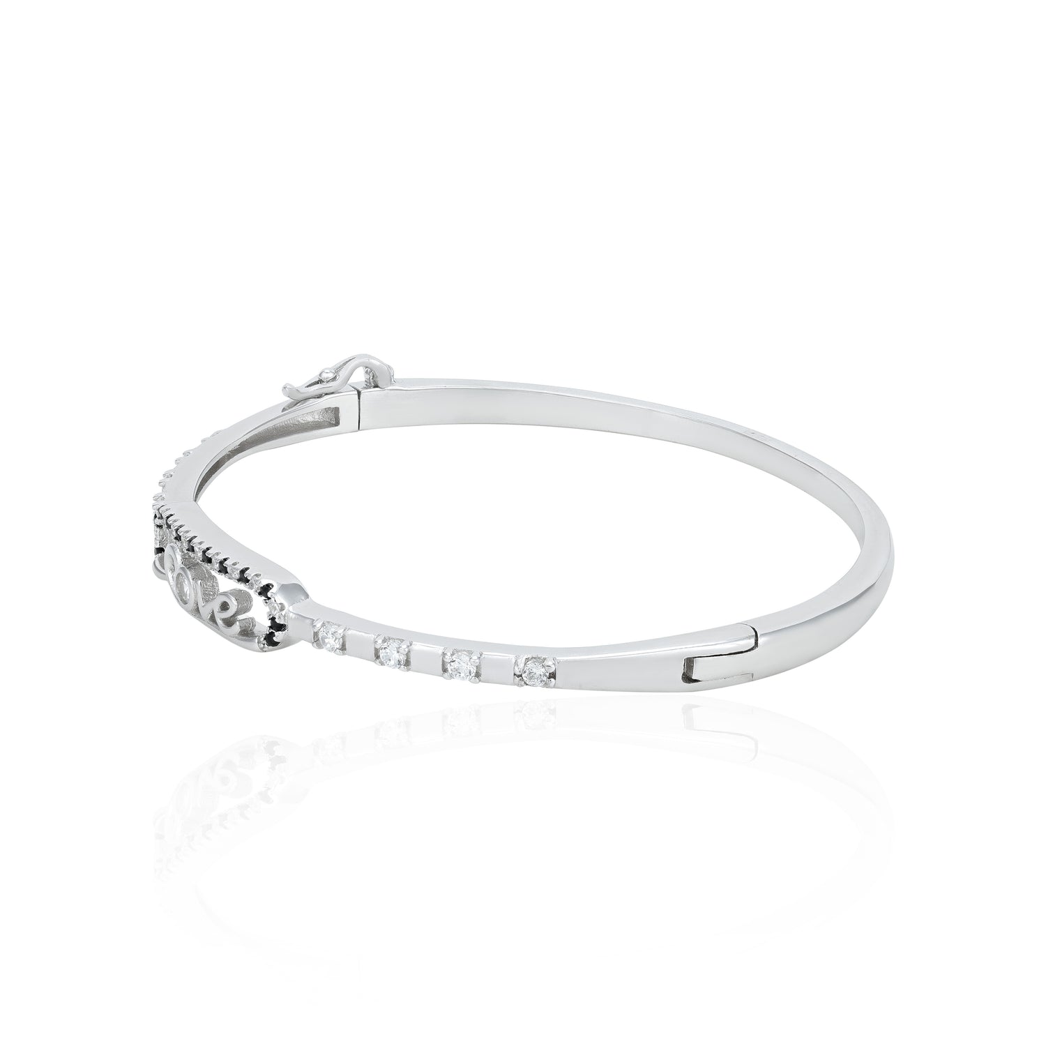 Premium Love Black and White Stone Motif 925 Sterling Silver Kada for Women