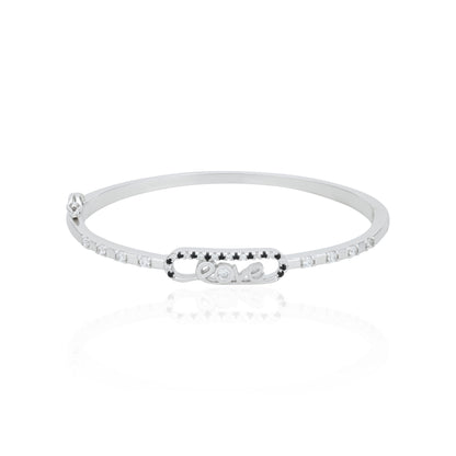 Premium Love Black and White Stone Motif 925 Sterling Silver Kada for Women
