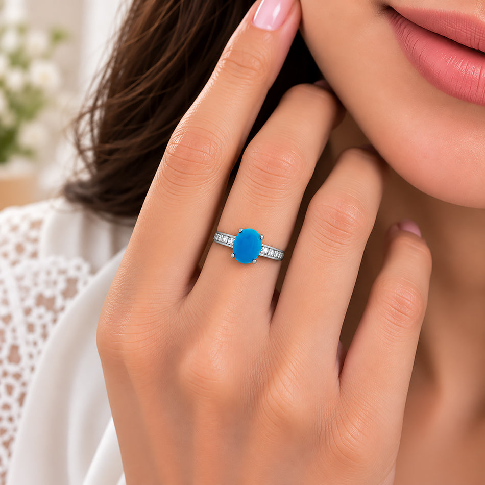 Premium 925 Sterling Silver Peacock Blue Ring