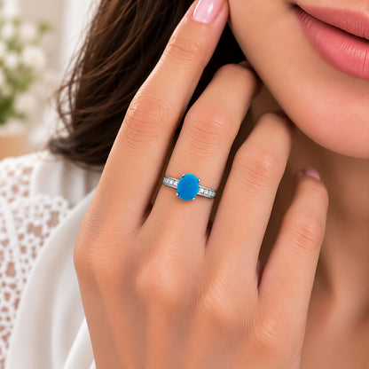 Premium 925 Sterling Silver Peacock Blue Ring