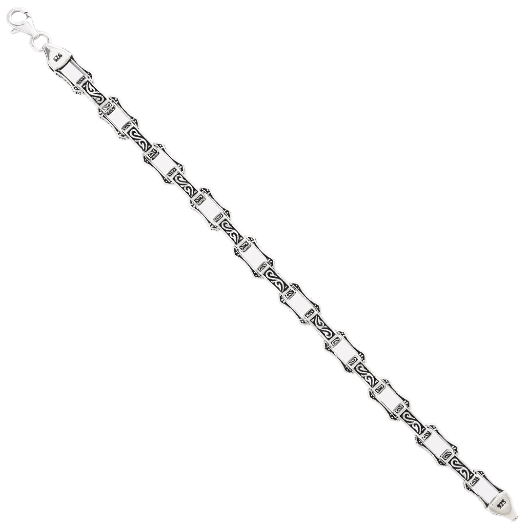 Premium 925 Sterling Silver Antique Interlined Bracelet