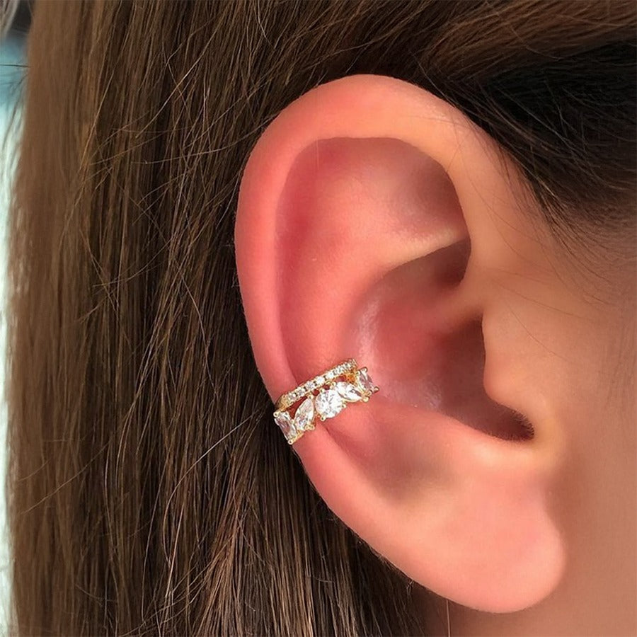 Premium Crystal Radiance Sparkle 925 Sterling Silver Cuff Earrings for Women