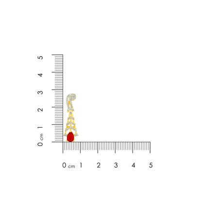 Premium Gold Tone Luxury CZ Statement 925 Sterling Silver Ruby Teardrop Earrings for Women