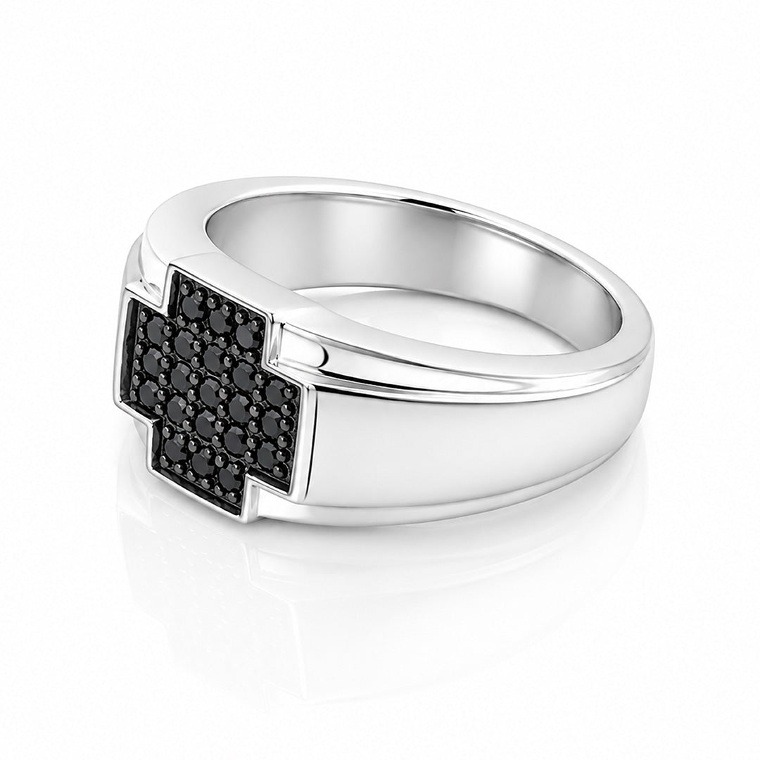 Prestige Black Cluster 925 Sterling Silver Statement Ring