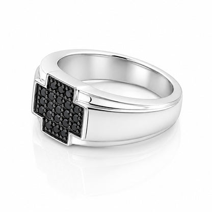 Prestige Black Cluster 925 Sterling Silver Statement Ring