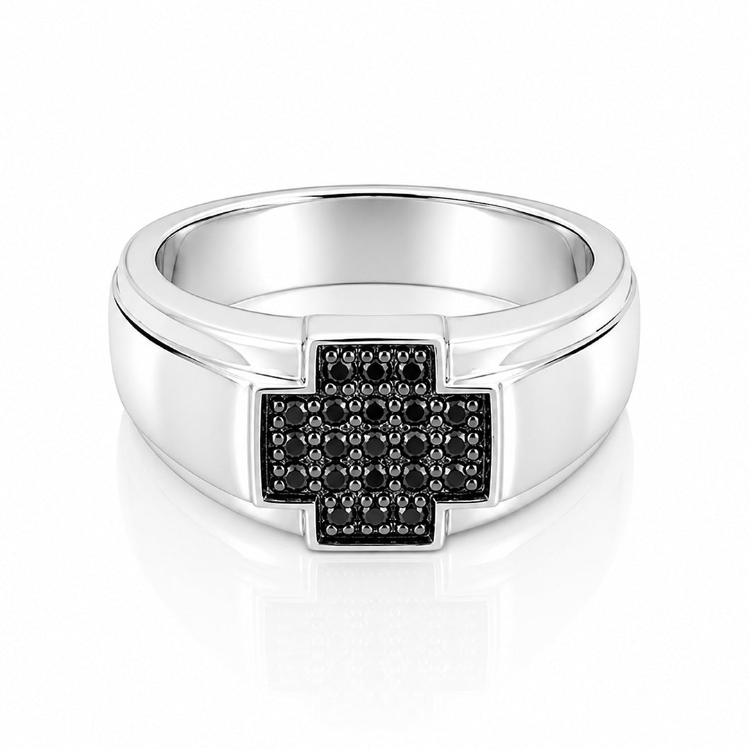 Prestige Black Cluster 925 Sterling Silver Statement Ring