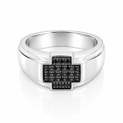 Prestige Black Cluster 925 Sterling Silver Statement Ring