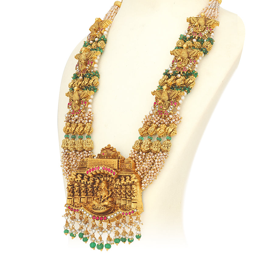 Prestigious Gold Embellished 925 Sterling Silver Haram for Women