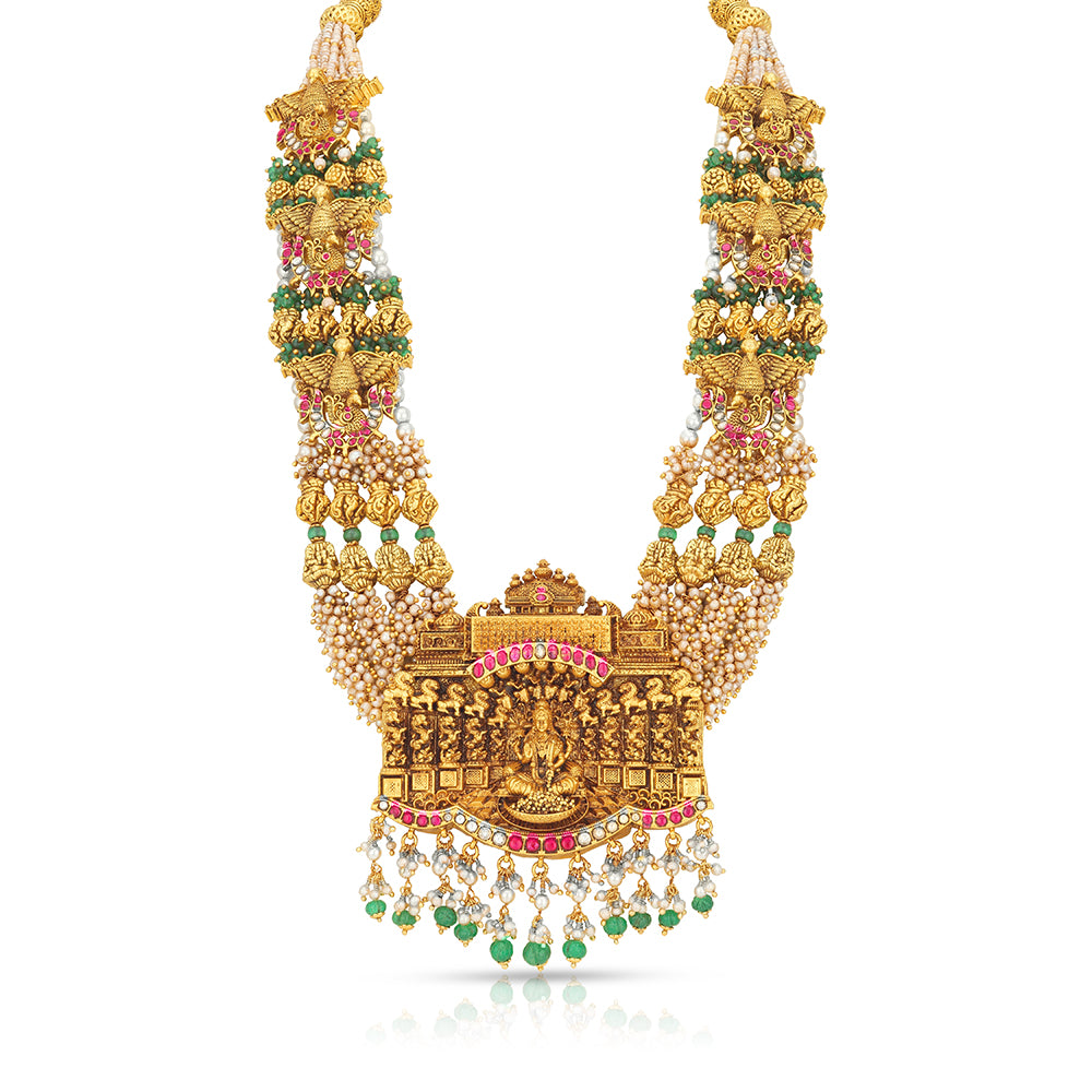 Prestigious Gold Embellished 925 Sterling Silver Haram for Women