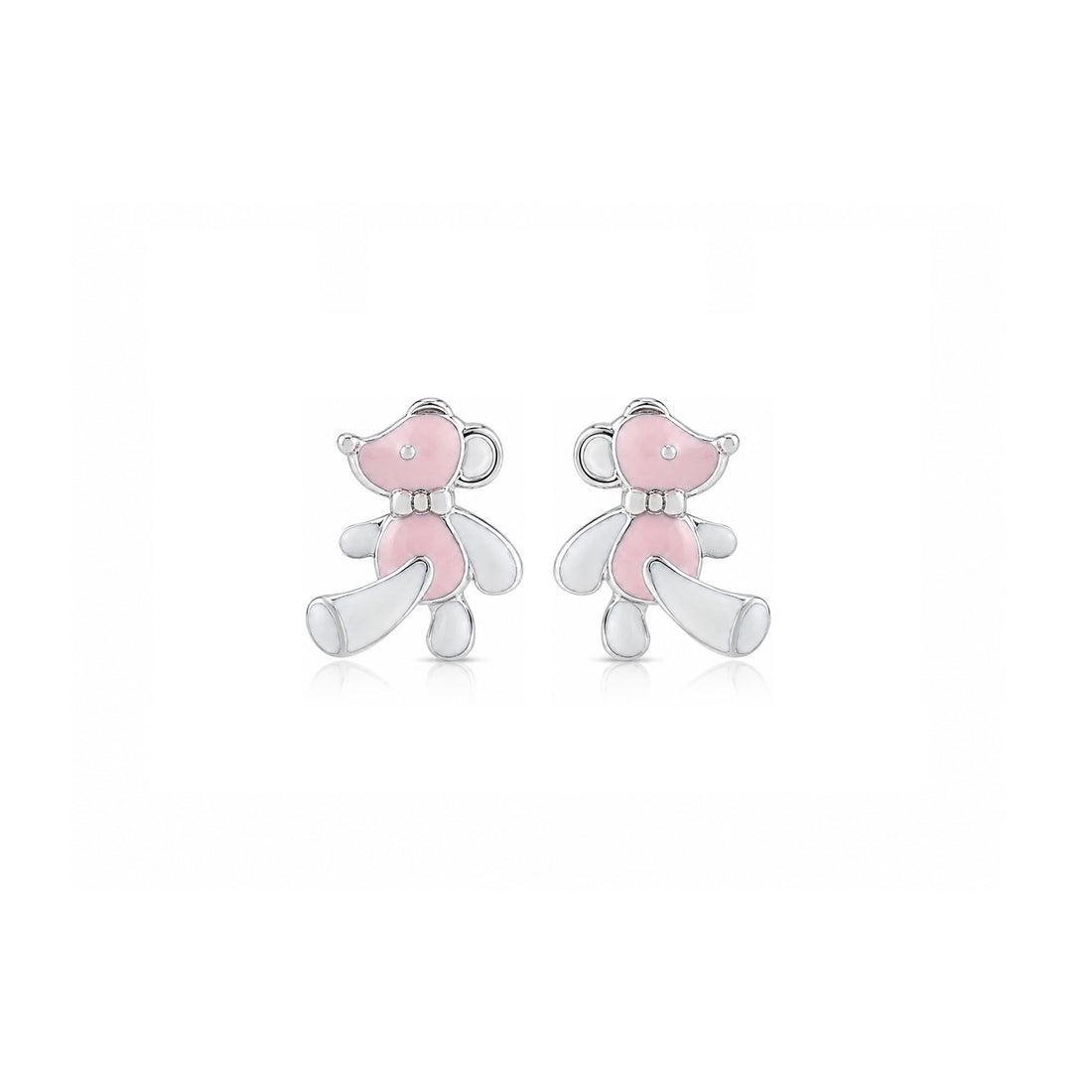 Pretty Pink Bear 925 Sterling Silver Stud for Kids
