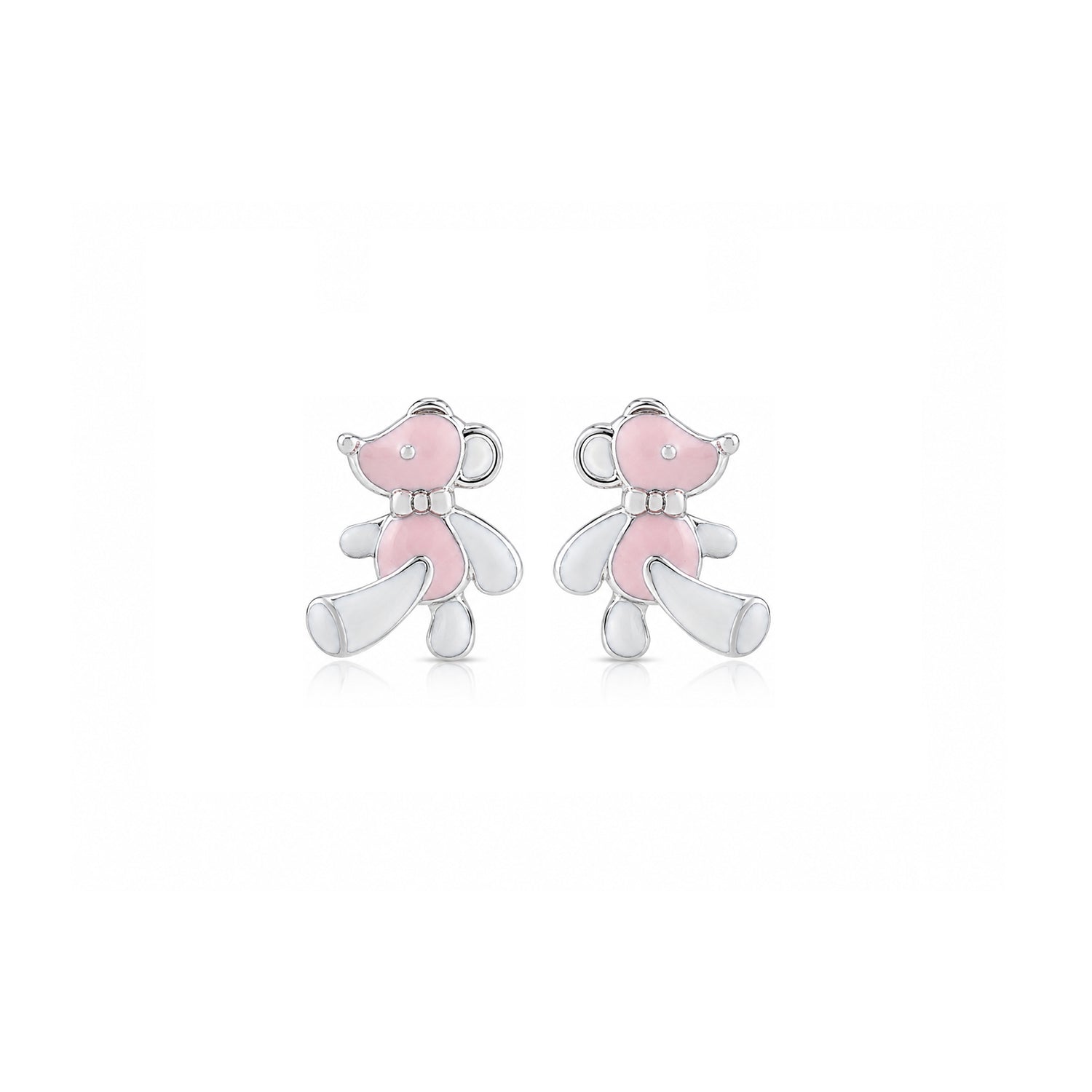 Pretty Pink Bear 925 Sterling Silver Stud for Kids